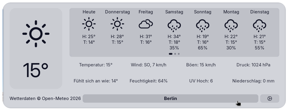 SimpleWeather default light layout localized in German for Berlin